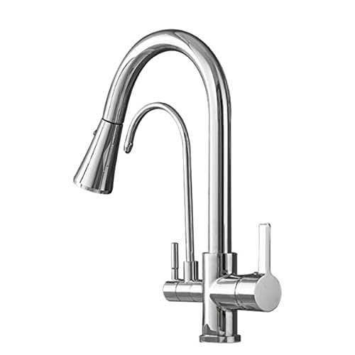 Robinet de cuisine à 3 voies douchette extractible évier eau filtrée