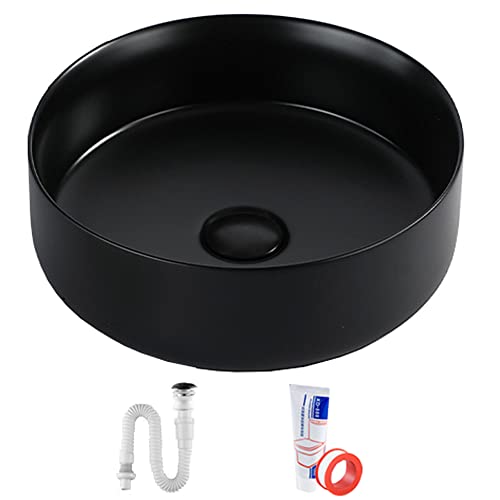 Tomiki 洗面ボウル 円形 洗面ボール 洗面器 高温焼成 陶器製 洗面鉢 浴室洗面台 置き型 手洗い器 複数サイズオプション 洋風 高級排水金具付き