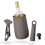 Vacu Vin Host Wine Set – Graphite (4-Piece) – Gift-Worthy Wine Accessory Bundle with Cooler, Vacuum Saver, Twister Corkscrew & Drip-Free Server – Made from Recycled Material