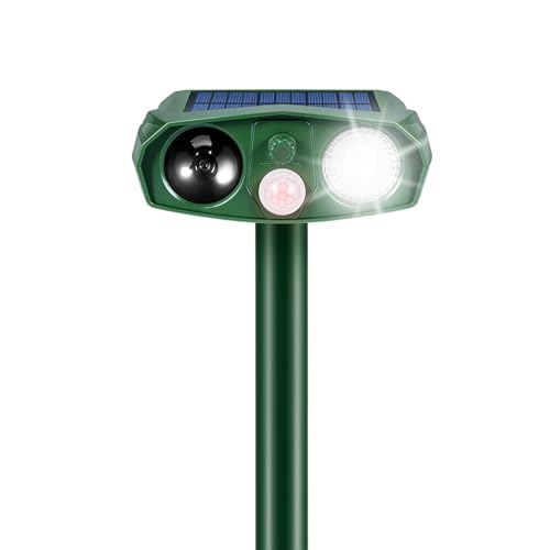 2026 Upgraded Solar Ultraschall Tiervertreiber Outdoor, Solar Hirsch Katzenschreck Geräte mit Bewegungsmelder & LED Blitzlichter, Sonic Fortress Pro Repellent für Hof Garten