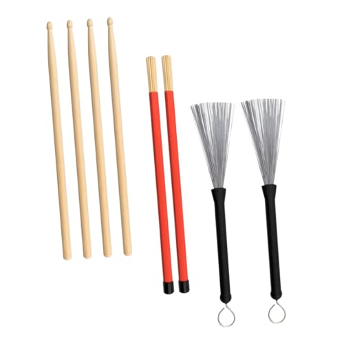 GALPADA Set de baquetas de arce con cepillos de alambre, accesorios para batería, ligeros y antideslizantes para música jazz y rock