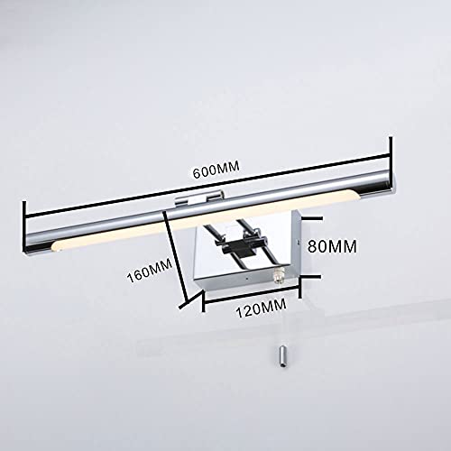 Aplique espejo baño LED cromado con interruptor de cable para mueble tocador de pared 5
