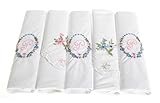 Surf the Shop Damen-Taschentücher mit Initialen, bestickt, mit Satin-Bordüre und passenden floralen Handtaschen, verschiedene Buchstaben, 5 Stück Gr. 5 Packung, Buchstabe P