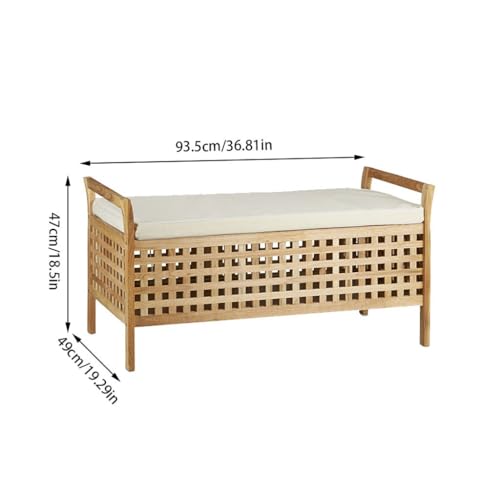 Tabouret d'entrée bois massif avec rangement ottoman - 4