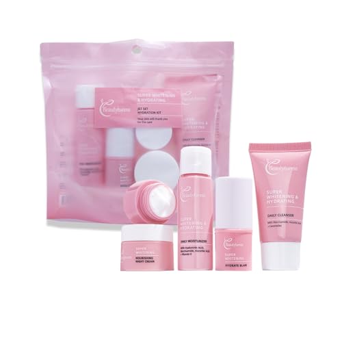 Hydrating Mini Skincare Set - Travel & Swim - Small Skin Care Kit with Face Cleanser, Serum, Balm, Eye Cream & Night Cream, Facial Kit for Women & Girls, Skincare Products for Swimming