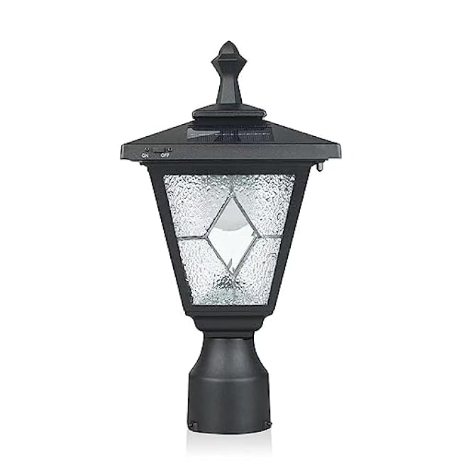 KP4326Q-A Solar Lamp Post Light Solar Pillar Light Matte Black