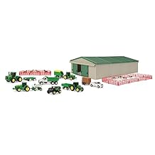 TOMY John Deere Die-Cast Farm Toys Playset - 164 Scale - Includes Farm Animals, Machine Shed, Toy Tractors, Toy Trucks, and Farm Tools - 70 Count - 8 Years and Up