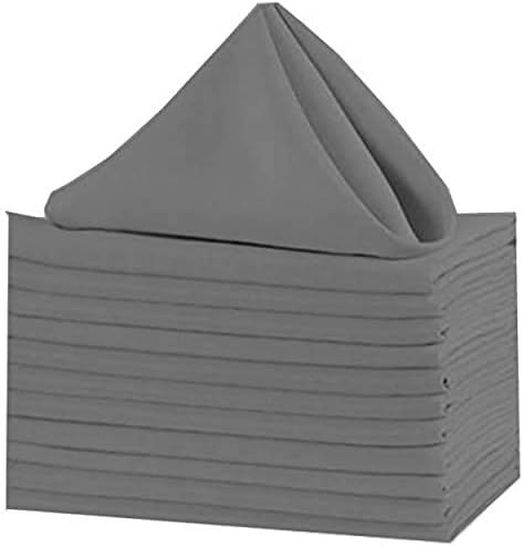Arizona Luxury 100% Cotton Cloth Dinner Napkins Set of 6 Pieces 14 x 14 Inch Table Linens Made from Satin Cotton Fabric Napkins for Kitchen Table, Restaurant, Holidays, Dark Grey Solid