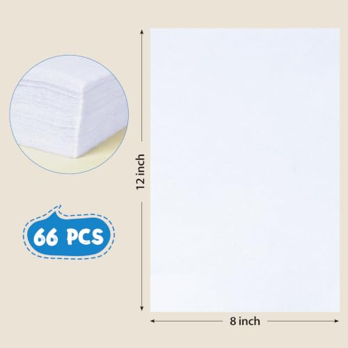 Image of 12x8 Inch 66Pcs White Felt Sheets, Craft Supplies, | Sewing, Patchwork, Card Making and Art Projects