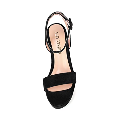 SKYSTERRY Womens Open Toe Sexy Buckle Party Platform Suede Ankle Strap Wedge High Heel Heeled Sandals 4 Inch3