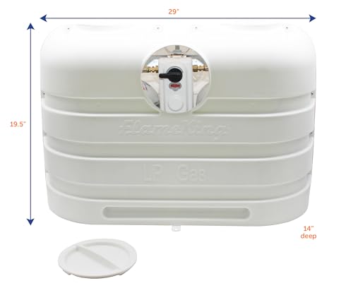 Image of Flame King Dual 20LB LP Propane Tank Light Plastic Heavy Duty Cover for RV, Travel Trailer, Camper - White