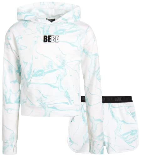 Image of bebe Girls' Shorts Set - 2 Piece French Terry V-Neck Sweatshirt and Sweat Shorts (7-12)