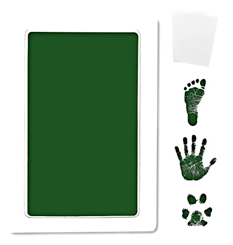 Image of Inkless Large Clean Touch Ink Pad Kit for Baby Footprint, Handprint & Pet Paw Print - No Ink Mess, Clear Print, Smudge Resistant, Long Lasting, Baby Safe, Includes 2 Cardstock(Clean-Touch - Green)