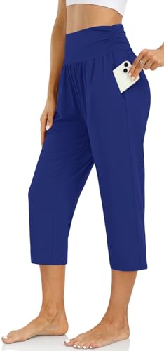 Image of UEU Women's Yoga Capri Pants Loose Soft Drawstring Workout Sweatpants