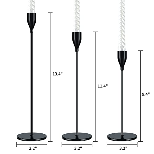 Huppy Candlestick Holders Matte Black Set Of 3 Designed For Taper Candles, Decorative Candlestick Holder For Wedding, Dinning, Party, Fits 3/4 Inch Thick Candle & Led Candles (Matte Black) #TOP1