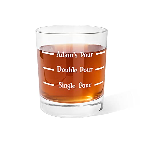 callie Personalized Pour Line Whiskey Glass Gifts, Custom Funny Engraved Rocks Bourbon Glass Gift for Men, Dad, Husband,10 oz