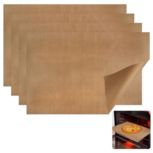4 Pièces Papier Cuisson Reutilisable Four, 40 X 60 cm Feuille Cuisson Barbecue, Feuilles de Papier Sulfurisé Réutilisable en Téflon, Permanente...