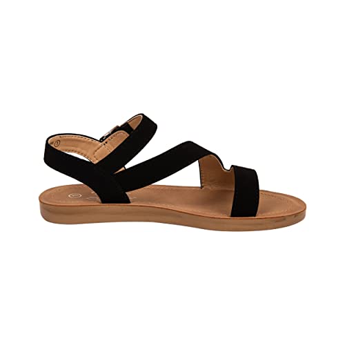Girls Sandals Comfortable Open Toe Straps with Ankle Buckle Slide Flats Lan-22
