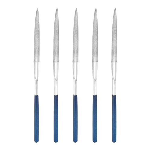 HARFINGTON 5Pcs Diamond File 5 x 180mm 100 Grit Diamond Needle Silver Files for Metal Glass Wood Stone Grinding Polishing Engraving, Half-Round by HARFINGTON - Used condition - US$11.55