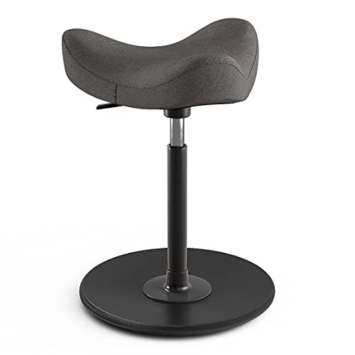         Move - Silla de Oficina para escritorios de Altura Regulable, Taburete de Soporte de pie - Base de Madera Negra y Tela de Calidad Gris       
