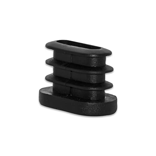 Image of Flyshop 12 x 23 mm, 1 /2 inch x 15 /16 inch OD Black Durable Plastic Plugs Tubing End Caps Oval Chair Glide Inserts 8 Pack