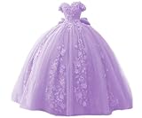 TRHTX Puffy Lilac Quinceanera Dresses 2023 Off The Shoulder Ball Gown for Vestidos de 15 años Tulle Lace Appliques Party Gowns Size 2