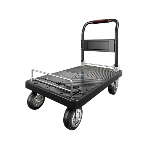Carrito resistente plegable con rieles laterales para transporte en hogar, garaje y compras 2