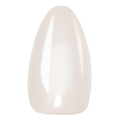 Glamnetic Press On Nails - MaDamn | French Tip UV Finish Short Pointed Almond Fake Nails, Salon Quality Semi-Transparent Nails in 12 Sizes - 24 Nail Kit with Glue