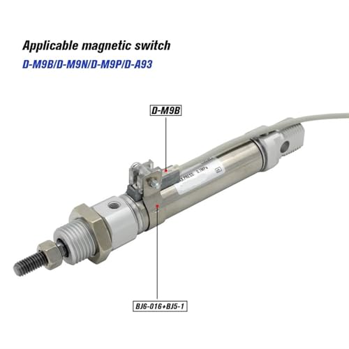 Cilindro neumático CD85N16 para automatización y vástago simple 6