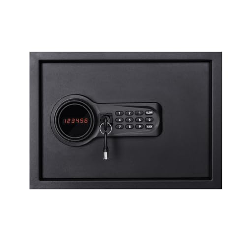 KARAT Coffre-fort en acier allié mural ou à poser au sol - Serrure à combinaison électronique - Avec pênes de verrouillage,2 clés de secours, Affichage LED (Ekati 30x38x30 cm Anthracite 10,5 kg 27 L)