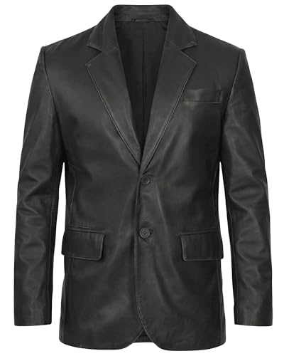 Image of Men's Leather Blazer - Lambskin Leather Blazer Men Genuine Leather Jacket Blazers - Men's Real Leather Sport Coat