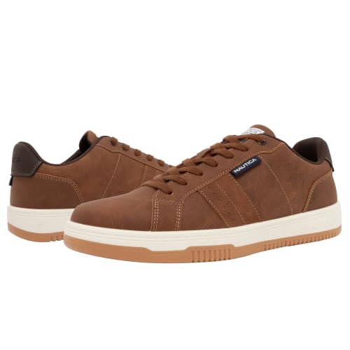 Nautica Men's Fashion Court Sneakers, Low Top Lace-Up Walking Shoes, Ezra 2 - Brown, Size 10.5 - image 6