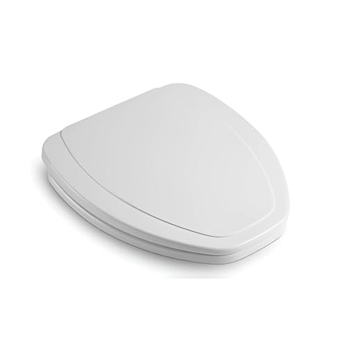 Image of Elegant Casa Polypropylene Soft Close Toilet Seat Cover | Western Commode Lid for Bathroom & Toilet | Stable Hinges | Cascade Shape | Glossy White | Durable Hygienic Seat | Easy Installation | 1 Set