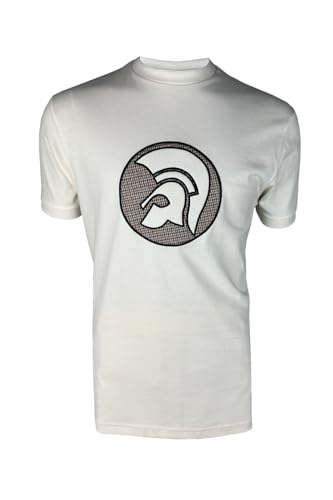 Image of Trojan Men's Applique Jacquard Logo Short-Sleeve T-Shirt - TR/9091 Ecru