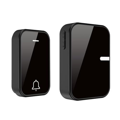 Wireless Doorbell No Battery Required Self-Powered Door Bell with 1 Plug-in Receiver & 1 Waterproof Button 38 Chimes 4 Volume Levels Wireless Doorbell Chime for Home Classroom Office Black.