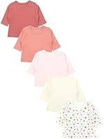 TupTam Baby Mädchen Langarmshirt 5er Set, Farbe: Punkte_Braun_Weiß_Grün_Pilze, Größe: 62