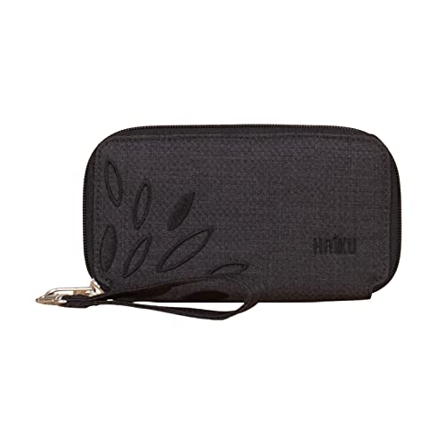 HAIKU Intrepid Small and Slim Women's Wristlet Wallet, Clutch Purse, Zip Around RFID-Blocking Credit Card holder, and ID Holder, Black in Bloom