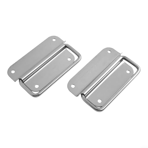 Stainless Steel Invisible Folding Cabinet Pull Handle for Drawers, Doors, Wooden Boxes & Toolboxes – Silver for Ring-Style Foldable Drawer Pull, 2-Pack(L)