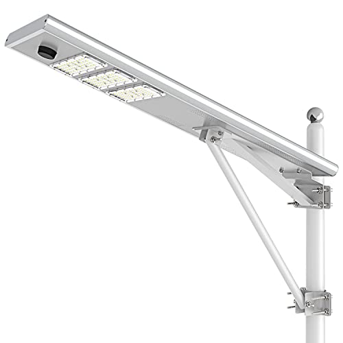 TENKOO Solar Street Lights Outdoor 144 LEDs 20000 Lumens Security LED Flood Light Auto On/Off Dusk to Dawn Motion Sensor Lamp for Yard Garden Street Basketball Court