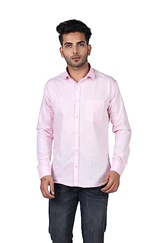 Image of HARPITA Men's Solid Regular Fit Cotton Casual Shirt with Spread Collar & Full Sleeves