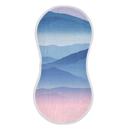 1 Pack Layered Mountains Muslin Burp Cloths Cotton Absorbent Baby Burping Rags for Boys Girls Soft Newborn Burp Bibs, 22 x 11 Inch