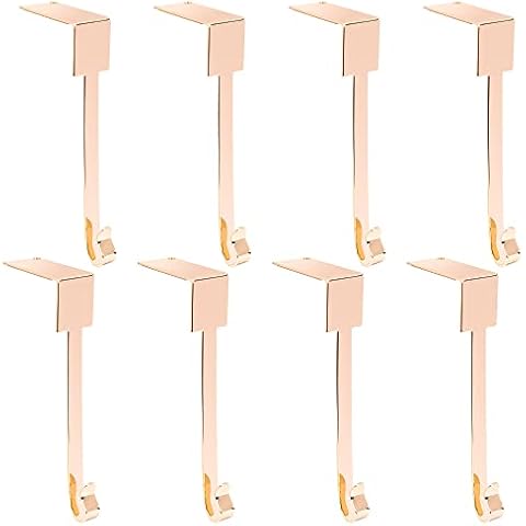 Rorain Set of 8 Christmas Stocking Holder for Mantel, Non Slip Safety Fireplace Hanger Grip, Xmas Stockings Hanging Hooks Without Damage Mantel Clip Hooks for Stockings Gold Cover