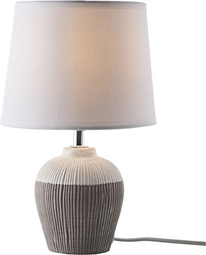 Preisvergleich Produktbild Tischleuchte Nino Samira 52320102 Beistelllampe Textilschirm Braun