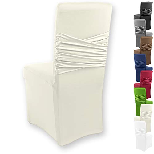 Gräfenstayn® Stretch coprisedia Victoria - schienali rotondi e angolari - vestibilità bielastica con guarnizione Oeko-Tex Standard 100: ' fiducia certificata (Crema)