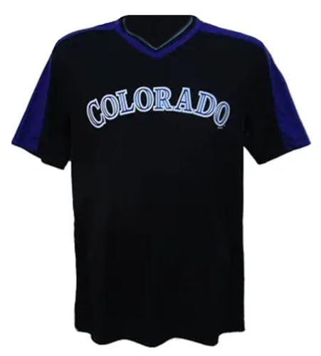 VF Colorado Rockies Men's V-Neck Performance Jersey Shirt - Black (US, Alpha, Large, Regular, Regular, Black)