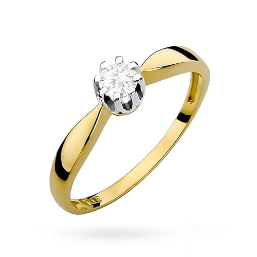 Diamant cultivé 0.20 ct sur bague or jaune Sakrami cadeau fiançailles