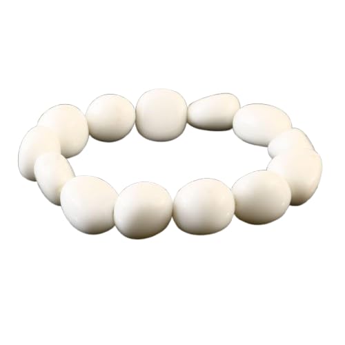 Bracelet en jade blanc naturel pour homme et femme avec perles de pierre