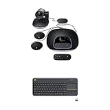 Logitech Group Video Conferencing Bundle with Expansion Mics for Big Meeting Rooms Bundle K400 Plus Wireless Touch TV Keyboard with Easy Media Control and Built-in Touchpad