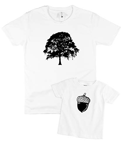 The Spunky Stork Father & Daughter Son Oak Tree Acorn Daddy and Me Matching Shirt