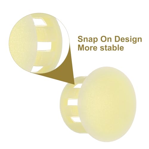 Image of MECCANIXITY 64PCS 13mm(1 /2 inch) Beige Plastic Hole Plugs, Flush Type Panel Hole Plugs Insert End Caps for Locking Hole Tubes Furniture Cabinet